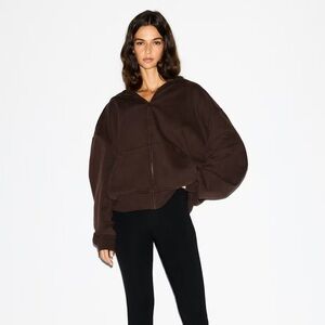 Skims Boyfriend Fleece Oversized Zip Up Hoodie